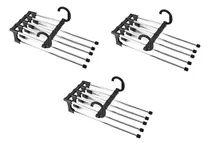 Comprar Pack De 3 Colgadores Perchas De Pantalones 5 En 1 Negro