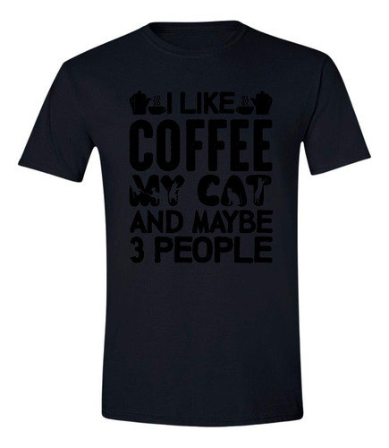 Playera Negra Hombre Coffe Taza De Café Frases 073