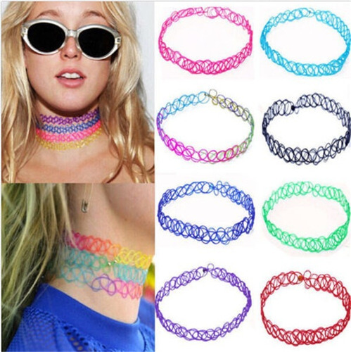 Chokers De Colores Moda Japonesa Collar Pulsera Y Anillo Col