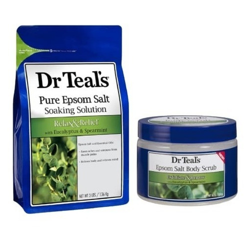 Dr Teal's Kit Sal Epsom Con Eucalipto + Exfoliante Cuerpo 