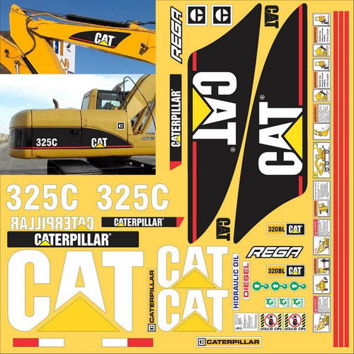 Calcomanías Caterpillar 325c Aleta De Tiburón Originales