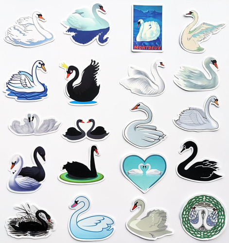 50 Calcomanías De Cisne Negro, Lindas Calcomanías De Cisne S