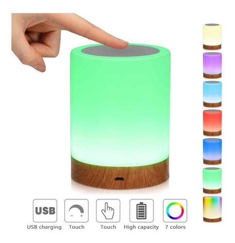 Lámpara Rgb De 7 Colores Recargable Portátil 