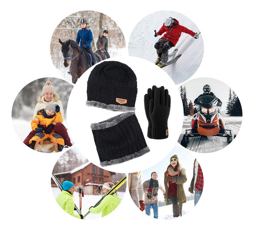 Conjunto Gorro Y Bufanda De Invierno Cálido Unisex
