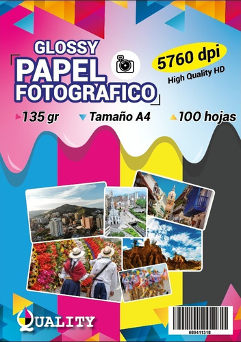 Papel Fotográfico Glossy 135 Gr, X 8 Paquetes - 800 Hojas 