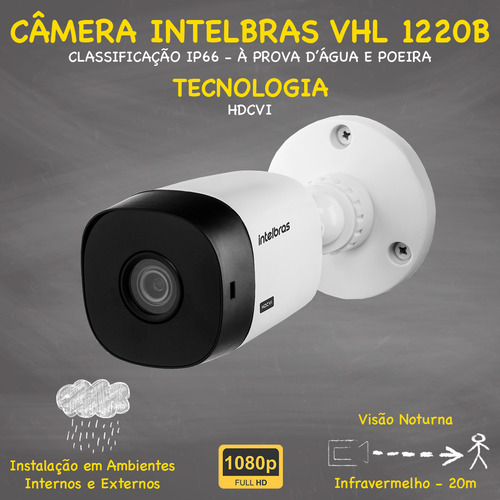Kit 8 Câmeras Intelbras Vhl 1220b Full Hd 20m Dvr 1108 2tb