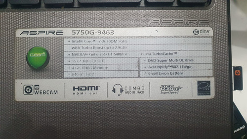 Notebook Acer Aspire 5750g-9463 I7 (modificada Potenciada) Negro (Usado)