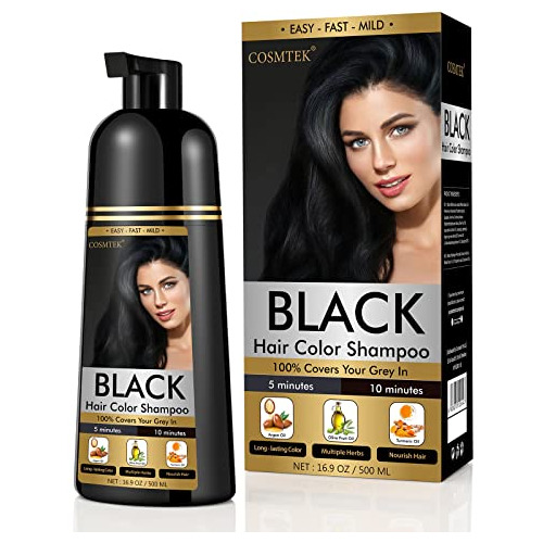 Cosmtek Champú De Pelo Negro Permanente Para Hombres Pt9vw