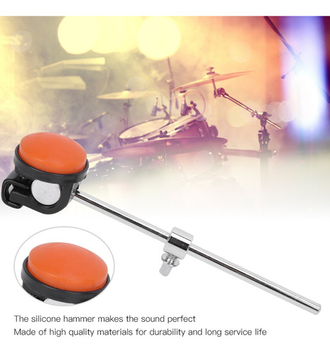 Batidor De Bombo Martillo Naranja Silicona Cabeza Metal Plás