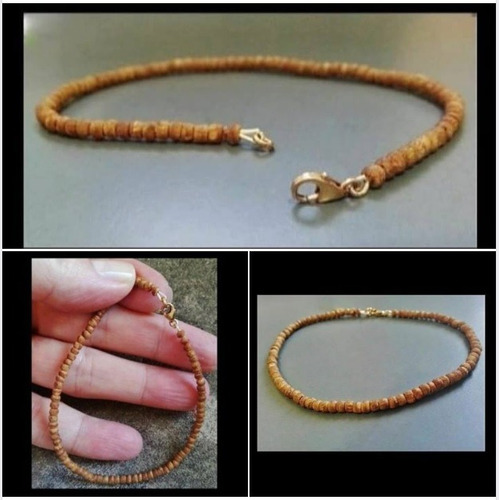 Imagem 1 de 4 de Pedras - Pulseira Unissex Sândalo 3mm E Ouro 18kts, Cód1p90