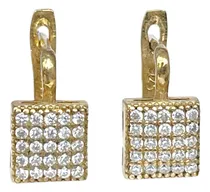 Comprar Aros Cuadrados Plata 925 Oro 18k Cuarzo Blanco