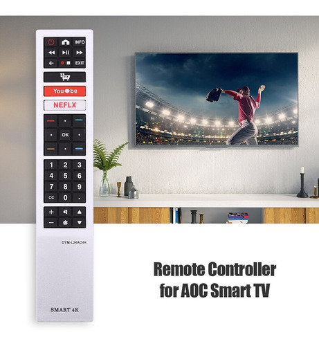 Control Remoto Aoc Pantalla Tv Lcd Inteligente Youtube Netfl