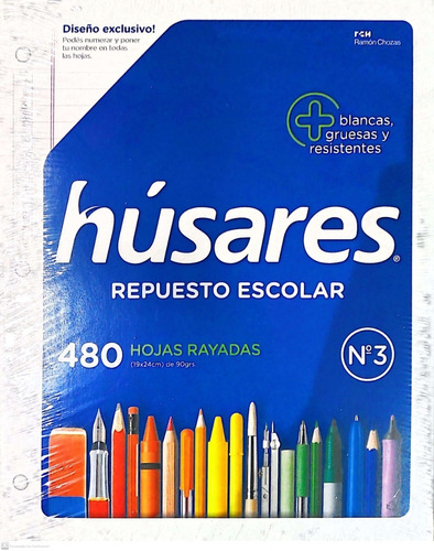 Repuesto Nº3 Hojas Rayadas Húsares X 480