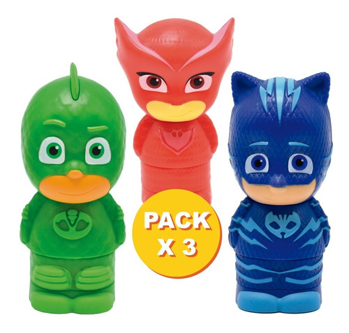 Pack 3 Figuras Muñecos Pj Masks  ¡4 En 1! Sello Crayón