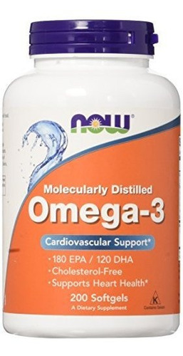 Now Foods Omega-3 De Aceite De Pescado 200 Cápsulas Blandas.