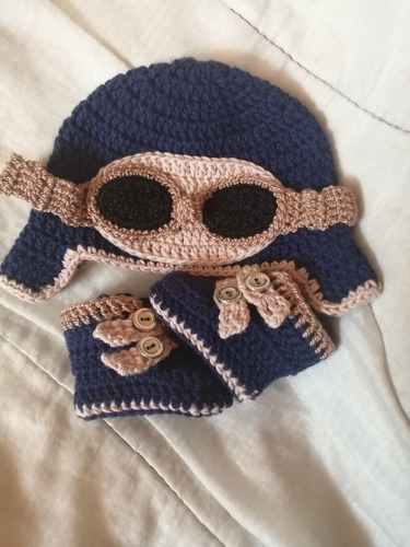 Gorrito Zapato Tejidos Ajuar Niños Bebés Aviador A Mano Varo
