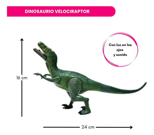 Dinosaurio Velociraptor Juguete Con Luz Sonido Y Movimiento