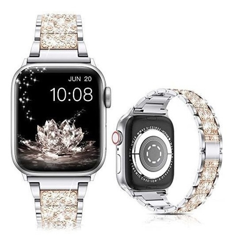 Malla Para Apple Watch Series1-7 Brillos Plata Oro42/44/45mm