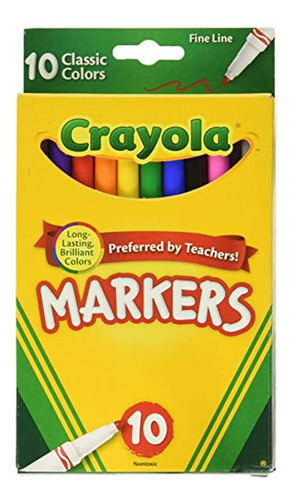 Crayola 10 Unidades Marcadores Clásicos Punta Fina