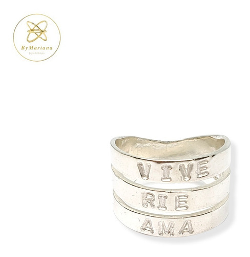 Imagen 7 de 10 de Anillo Plata Vive Rie Ama