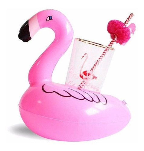 Kit 10 Boias Flamingo Porta Copo Para Piscina Praia Festas