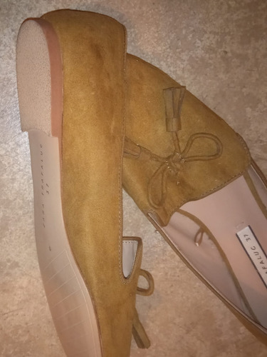 Imagen 4 de 5 de Chatitas Zara 37,mocasines Cuero Gamuza Marrón Nuevos