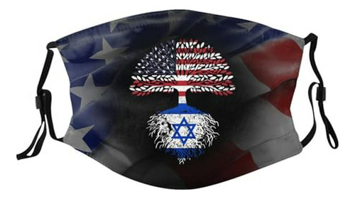 Máscara Facial De La Bandera De Israel Del Árbol Americano 