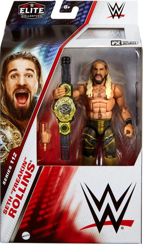 Mattel Wwe Elite Figura De Acción Y Accesorios, 6 Pulgadas Coleccionables Seth Rollins Con 25 Puntos De Articulación, Aspecto Realista Y Manos Intercambiables