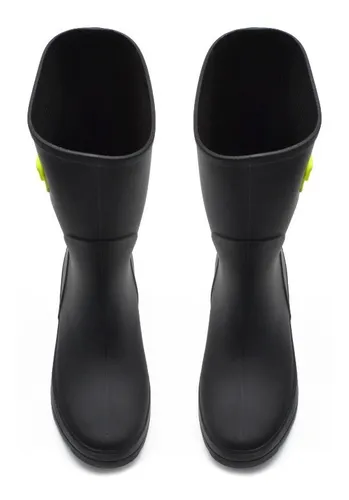 Bota Para Lluvia Negro Liso Andrea Mujer Dama Impermeable