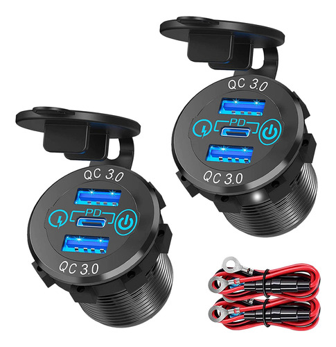 Cargador De Coche Qc 3.0 Pd3.0 Triple Usb, 12 V, 24 V, 60 W,