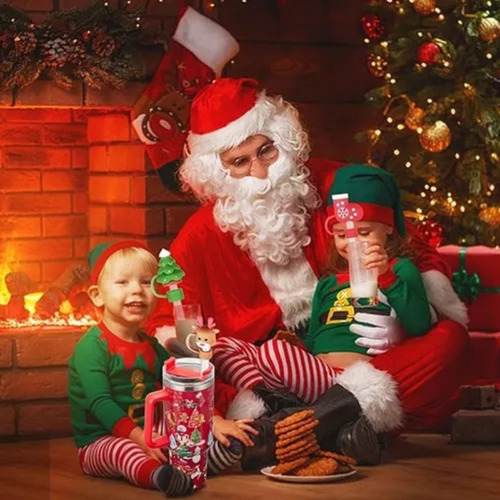 Tapas Con Puntas De Pajita Reutilizables Navideñas Adornos