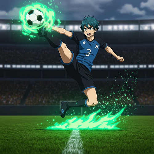 Blue Lock Isagi Yoichi Super Chute Green Lock Action Figure