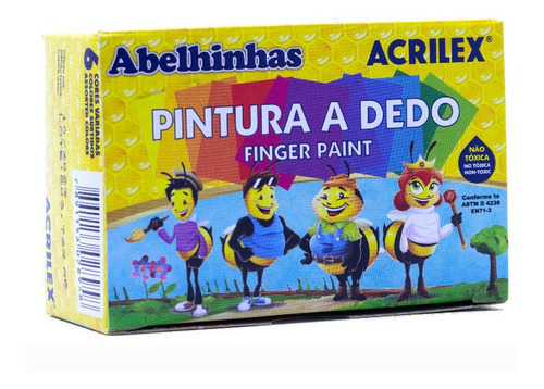 Pintura Para Dedos Acrilex 6 Colores Surtidos X 30ml