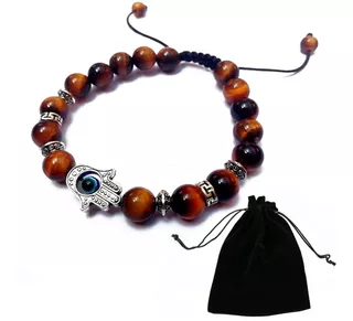 Pulsera Fatima Cuarzo Ojo De Tigre Mal De Ojo Chakra Mandala