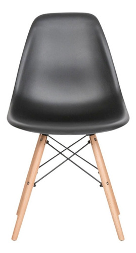 Silla De Comedor Eames Polipropileno Pata Madera Natural Nórdica Negra Ballsellings