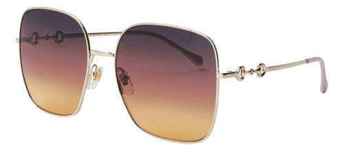 Gucci Gg0879s 004 Square Shape Gold Brow Shaded