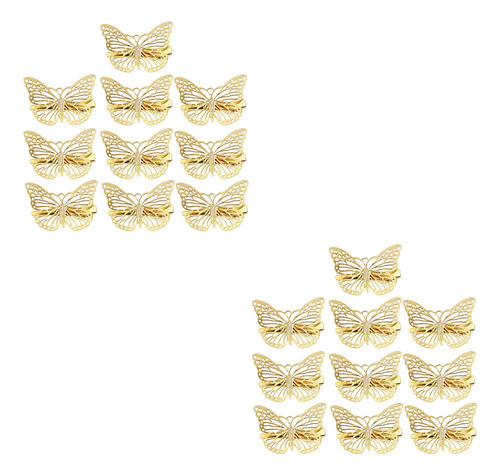 Pinza De Pelo Dorada Con 20 Mariposas Para El Cabello