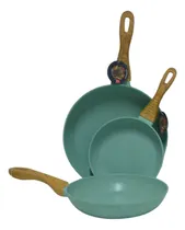 Comprar Juego De Sartenes Antiadherentes Royal Cook Set 20 24 Y 28cm Color Verde Lima