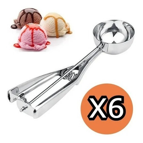 Set 6 Cuchara Bochera P/ Bochas Helado Cupcake Resorte Acero