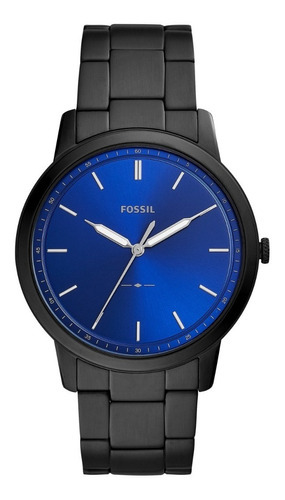 Reloj Fossil Fs5693 Para Hombre Analogico Cuarzo Color de la malla Negro Color del bisel Negro Color del fondo Azul oscuro