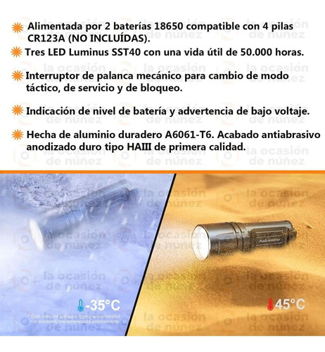 Linterna Fenix Tk35ue V2.0 Tactica De Mano 5000 Lumens 400 M
