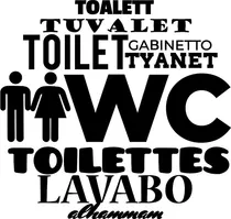 Comprar Vinilo Decorativo Puerta Baño Idiomas | Quotidiano