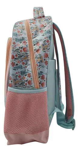 Mochila Escolar Frozen Niñas 40 Cm Jacquard Color Salmón Diseño De La Tela Liso