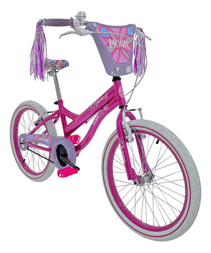 Bicicleta Infantil Monk Shaini Rodada 20 Para Niñas Color Rosa