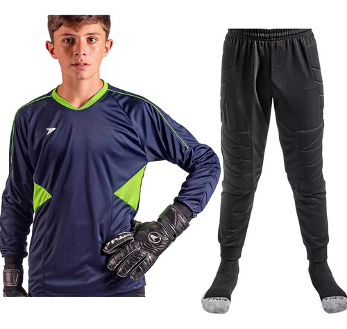 Camisa Goleiro Manga Longa Infantil Criança + Calça Futebol