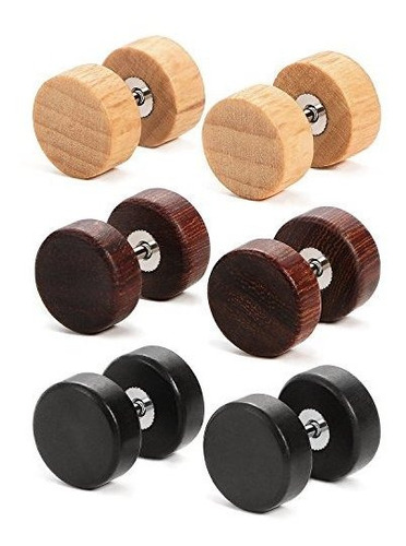 Carisma Aretes De Tuerca Estilo Tapones De Madera Para Hombr