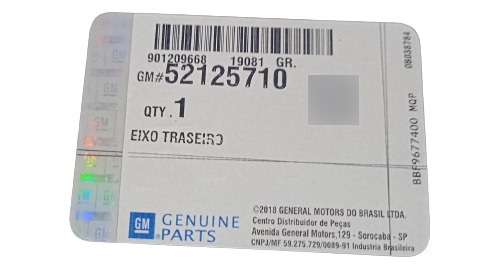 Eixo Traseiro Onix / Novo Prisma / Joy / Joy Plus 2013/ 2019