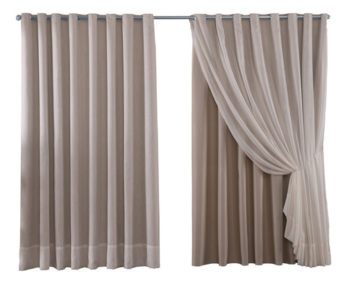 Cortina Linho Gaze Com Forro Blackout 6.00x2.20 Sala Quarto