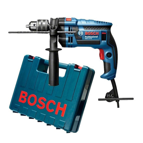 Taladro percutor atornillador eléctrico de 13mm Bosch GSB 16 RE 750W + accesorio con maletín de transporte 220V