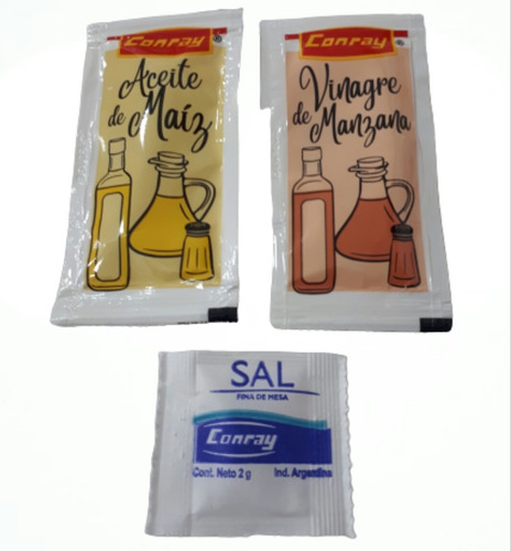 Combo Vinagre - Aceite Maiz - Sal Sobres Individuales X 50u